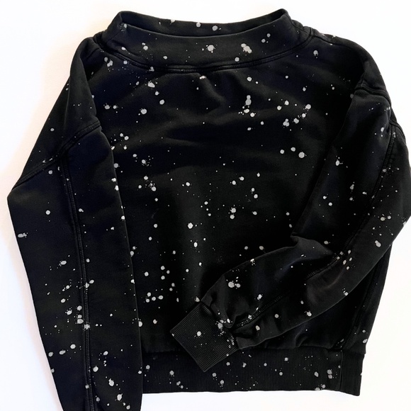 Anthropologie Pilcro Elayna Splatter Sweatshirt Black Mock Neck XS Y2K Grunge - Picture 1 of 6
